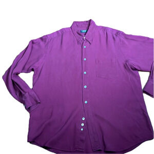 Boss Hugo Boss Burgundy Long Sleeve Button Down 100% Silk - XL